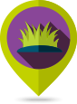 Icon of a map pin with grass illustration.